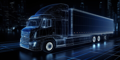 Graphic model of a cargo delivery truck Transportation and logistics distribution cargo shipping concept