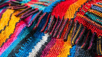 Colorful Mexican woolen blanket. Cinco de mayo. The day of the dead. Dia de los Muertos