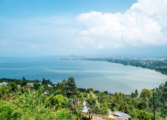 View of Gisenyi town at Lake Kivu in Rwanda