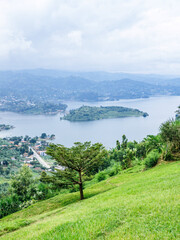 Fototapeta na wymiar View of Gisenyi town at Lake Kivu in Rwanda