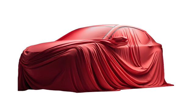 A car covered by fabric. Surprising gift is covered by fabric. Surprising car