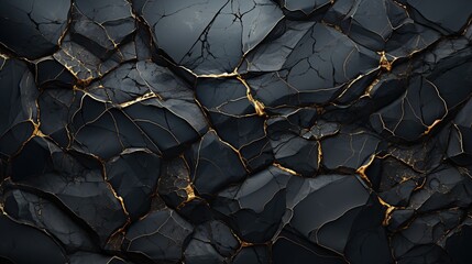 Black and gold marble texture background. Abstract pattern with gold veins. - obrazy, fototapety, plakaty
