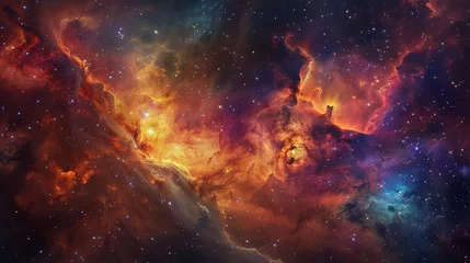 Fototapeten A breathtaking view of distant galaxies and nebulae, with vibrant colors and intricate details highlighting the wonders of the cosmos. © Haseeb