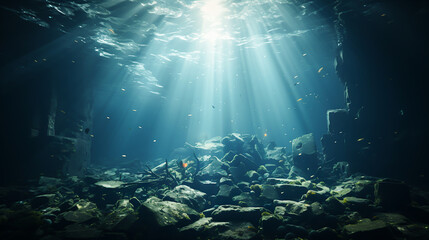 Fototapeta na wymiar Underwater Vibrant Marine Life Beneath the Sea , Generative Ai