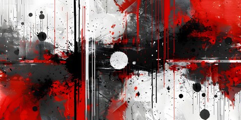 abstact white black and red art