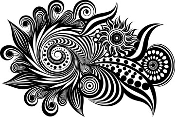 black and white background & abstract-geometric-colorful-digital-floral vector-illustration