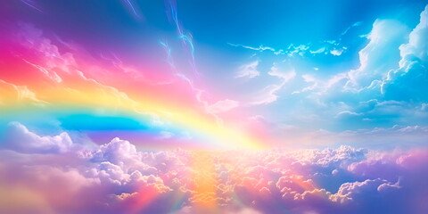 rainbow phenomenon after rain, when bright colors stretch across the sky. Generative AI