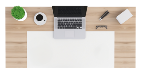 Modern Office Table. Top Floorplan View. Interior Design Template. Ai Generative