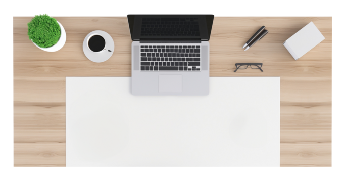 Modern Office Table. Top Floorplan View. Interior Design Template. Ai Generative