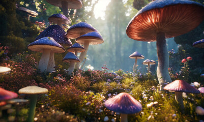 Enchanted mushroom fairy forest - AI generated