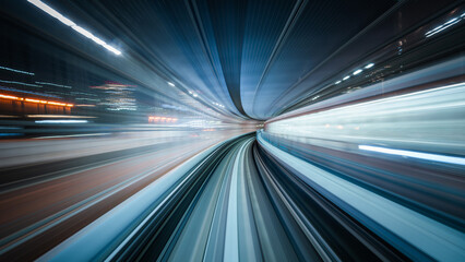 Yurikamome line in Tokyo, Japan, abstract background, technology and innovation concept.
