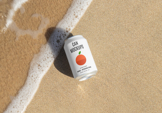 Can Laying on the Beach Mockup