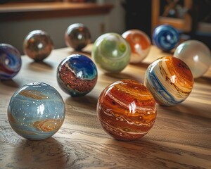Bring the solar system to life with a highangle view of intricately crafted balls resembling each planet Showcase the unique characteristics and colors of each planet in a visually captivating way