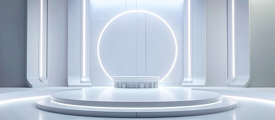 white modern stage podium futuristic concept background