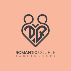 Couple love Heart symbol ALL letter logo icon design template. May be used in medical, dating, Valentines Day and wedding design.