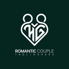 Couple love Heart symbol ALL letter logo icon design template. May be used in medical, dating, Valentines Day and wedding design.