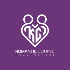 Couple love Heart symbol ALL letter logo icon design template. May be used in medical, dating, Valentines Day and wedding design.