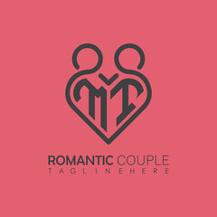 Couple love Heart symbol ALL letter logo icon design template. May be used in medical, dating, Valentines Day and wedding design.