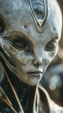 Enigmatic Digital Portrait of Extraterrestrial Intelligence on Isolated Backdrop with Cinematic Aesthetics and Hyper Detail
