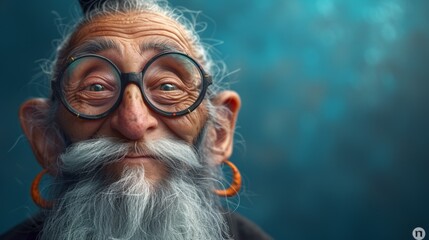 A close up of a man with glasses and long white beard, AI