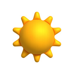 3d style sun simple weather icon isolated on transparent background