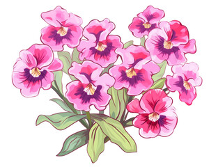 Nemesia flowers remove background , flowers, watercolor, isolated white background