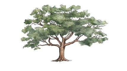 Oak Tree remove background tree, watercolor, isolated white background - obrazy, fototapety, plakaty