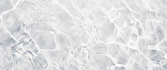 Water texture background. Surface of the swimming pool. Abstract wite color water wave, pure natural swirl pattern texture, banner background. Glitter of water in the sunlight.