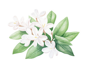 Stephanotis flowers remove background , flowers, watercolor, isolated white background - obrazy, fototapety, plakaty