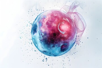 Vibrant Watercolor of an Energetic Celestial Orb in a Captivating Cosmic Realm