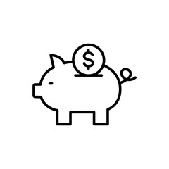Piggy bank outline icons, minimalist vector illustration ,simple transparent graphic element .Isolated on white background
