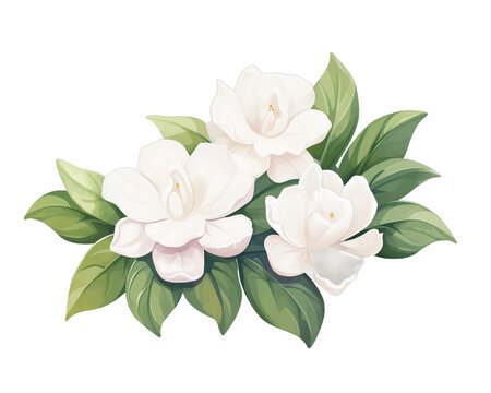 Gardenias flowers remove background , flowers, watercolor, isolated white background