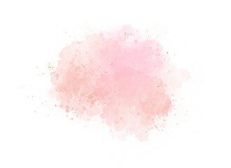Pink watercolor background paint brush glitter with gold , dots and stains ,pink elements for design illustration card templates for greetings or invitations on valentines Day background.