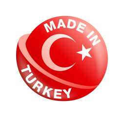 Made in Turkey icon with 3D flag