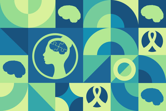 May is Mental Health Awareness Month. Seamless geometric pattern. Template for background, banner, card, poster. Vector EPS10 illustration.