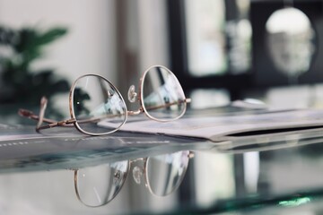 glasses on a table