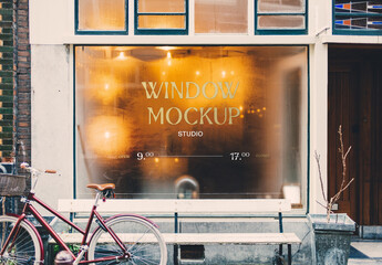 Sign on Window Mockup - obrazy, fototapety, plakaty