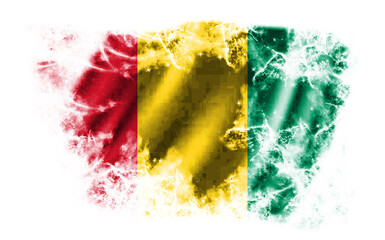 White background with torn flag of Guinea