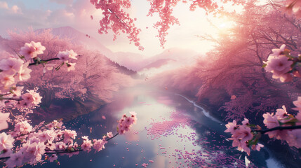 上流から見た桜の絶景