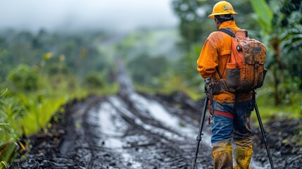 Surveyors use sophisticated equipment to map out the contours of the land, guiding the placement of roads and structures.