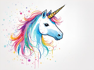 Obraz na płótnie Canvas Colorful Unicorn, various expressions, cute Unicorn painting renderings, colorful illustration picture book images