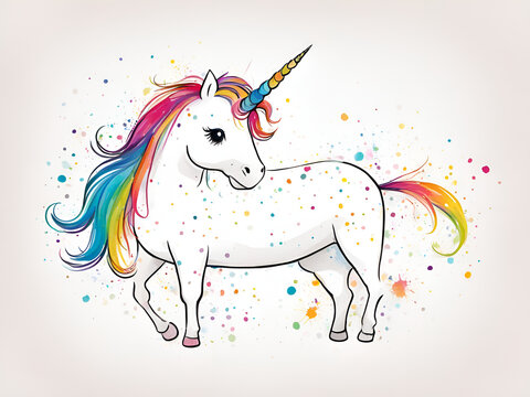 Colorful Unicorn, various expressions, cute Unicorn painting renderings, colorful illustration picture book images