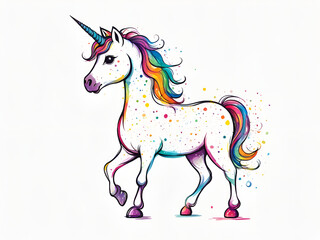 Colorful Unicorn, various expressions, cute Unicorn painting renderings, colorful illustration picture book images