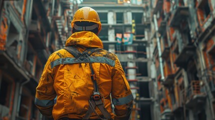 Fototapeta premium Safety inspectors vigilantly monitor the site, ensuring compliance with regulations and minimizing risks to workers.
