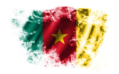 White background with torn flag of Cameroon