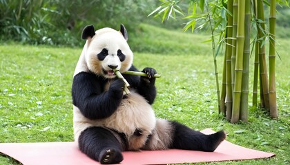A-Panda-Eating-Bamboo-While-Doing-Yoga-