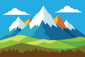 Naklejka premium Landscape mountains. Hand drawn illustration vector design