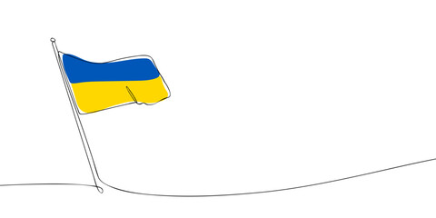 A single line drawing of a Ukrainian flag. Continuous line Ukraine icon. One line icon. Vector illustration