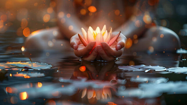 pink lotuses, glitter, pond, bokeh, close-up, water lily, spa, relaxation, lotus, banner, isoteric, space for text, zen, sparkle, copy space, buddhism, holiday, vesak, hinduism, flowers