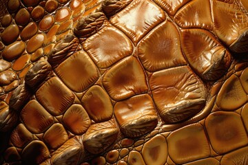 Close-up of golden crocodile skin texture